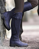 Leonie | Damen Wasserdichte Knee High Boots Kniehoch Lederstiefel Schnalle in Lila