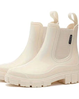 Leonie | Damen Wasserdichte Slip-On Chelsea Stiefel mit Blockabsatz in Beige