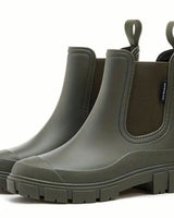 Leonie | Damen Wasserdichte Slip-On Chelsea Stiefel mit Blockabsatz in Grün