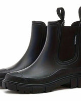 Leonie | Damen Wasserdichte Slip-On Chelsea Stiefel mit Blockabsatz in Schwarz