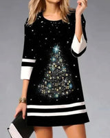 Amelie | Damen Weihnachtskleid mit Rentierdruck Pailletten A-Linie Minikleid in Schwarz 3