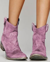 Leonie | Damen Wildleder-Westernstiefel für einen stilvollen Look mit niedrigem Absatz in Rosa