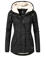 Nora | Damen Winterparka Sherpa-Gefüttert Wasserabweisend Tailliert Women Coat in Schwarz