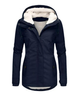 Nora | Damen Winterparka Sherpa-Gefüttert Wasserabweisend Tailliert Women Coat in Marineblau