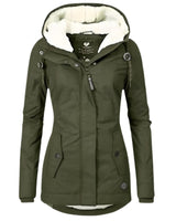 Nora | Damen Winterparka Sherpa-Gefüttert Wasserabweisend Tailliert Women Coat in Militärgrün