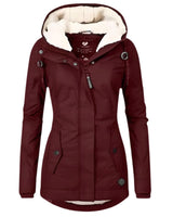 Nora | Damen Winterparka Sherpa-Gefüttert Wasserabweisend Tailliert Women Coat in Weinrot