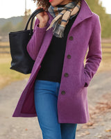 Elfriede | Damen Women Coat Klassischer Mid-Length Knopfmantel in Lila
