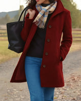 Elfriede | Damen Women Coat Klassischer Mid-Length Knopfmantel in Rot
