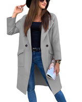 Damen eleganter zweireihiger Trenchcoat in Hellgrau