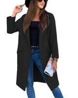 Damen eleganter zweireihiger Trenchcoat in Schwarz
