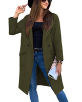 Damen eleganter zweireihiger Trenchcoat in Oliv