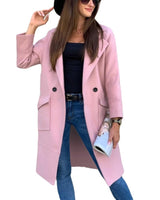 Damen eleganter zweireihiger Trenchcoat in Rosa