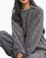 Damen Zweiteiliges Pyjama-Set mit Struktur in Schwarz