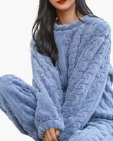 Damen Zweiteiliges Pyjama-Set mit Struktur in Blau