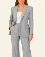 Damen Zweiteiliges Set mit Blazer und Hose mit Reverskragen in Grau