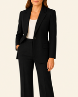 Damen Zweiteiliges Set mit Blazer und Hose mit Reverskragen in Schwarz