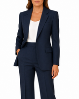 Damen Zweiteiliges Set mit Blazer und Hose mit Reverskragen in Marineblau