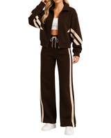 Damen Zweiteiliges Set mit Reißverschlussjacke und Hose in Braun