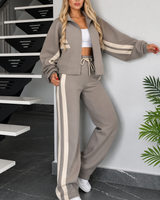 Damen Zweiteiliges Set mit Reißverschlussjacke und Hose in Grau