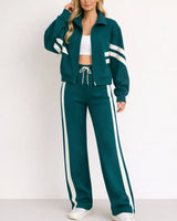 Damen Zweiteiliges Set mit Reißverschlussjacke und Hose in Grün