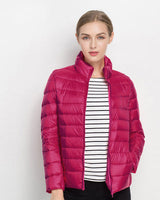 Lara | Damen Warmer Kurzer Steppmantel in Fuchsie