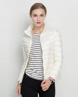 Lara | Damen Warmer Kurzer Steppmantel in Weiß