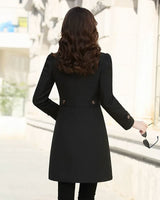 Jacqueline | Damen Stilvoller Zweireihiger Trenchcoat in Schwarz