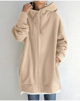 Damenjacke Oversized mit Reißverschluss in Beige