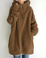 Damenjacke Oversized mit Reißverschluss in Braun