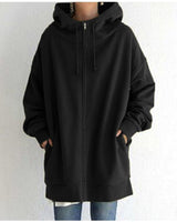 Damenjacke Oversized mit Reißverschluss in Schwarz