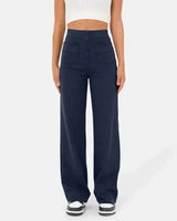 Nina | Elastische Hose mit hoher Taille in Dunkelblau