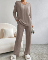 Damen Pullover Set mit weiter Hose Annabelle in Braun