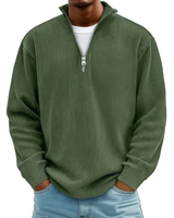 David | Herren Casual Pullover mit Viertel Zip in Olivgrün