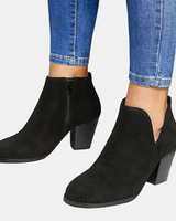 Davina | Damen Orthopädische Wildleder Stiefeletten mit Reißverschluss und Absatz in Schwarz