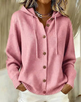 Hassiba - Gemütliche Strick Jacke Mit Kapuze in Rosa