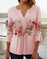 Devika - Bluse mit Floralprint in Rosa
