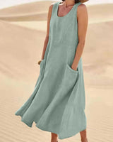 Tina™ - Sommer Leinenkleid in Hellgrün