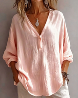 Melna - Elegante Bluse Mit V-Ausschnitt in Rosa
