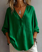 Melna - Elegante Bluse Mit V-Ausschnitt in Grün