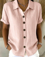 Sachini - Kurzarm Bluse Mit Knöpfen in Rosa