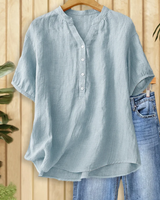 Helora - Bluse mit V-Ausschnitt und weicher Haptik in Blau