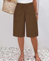 Nyla - Soft-Touch-Shorts mit Kordelzug in Braun