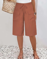Nyla - Soft-Touch-Shorts mit Kordelzug in Orange