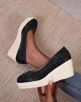 Damen Plateauschuhe mit geflochtener Sohle im Espadrille-Stil - Élodie in Schwarz
