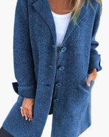 Karin | Damen Stylischer Button-Front Mantel im Relaxed Fit in Blau