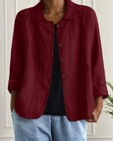 Athena | Rundhals Kurzarm Top in Karmesinrot