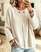 Peninah - Gestrickte Strick Jacke Mit Rippenmuster Und Asymmetrischem Schnitt in Weiß