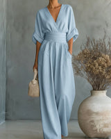 Ainslee - weicher, weit geschnittener Jumpsuit in Blau