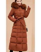 Deborah | Damen Lange Winterjacke mit Kapuze und Reißverschluss in Champagner