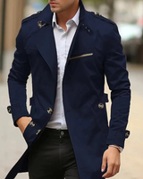 Decker | Herren Langer Elegante Trenchcoat in Dunkelblau